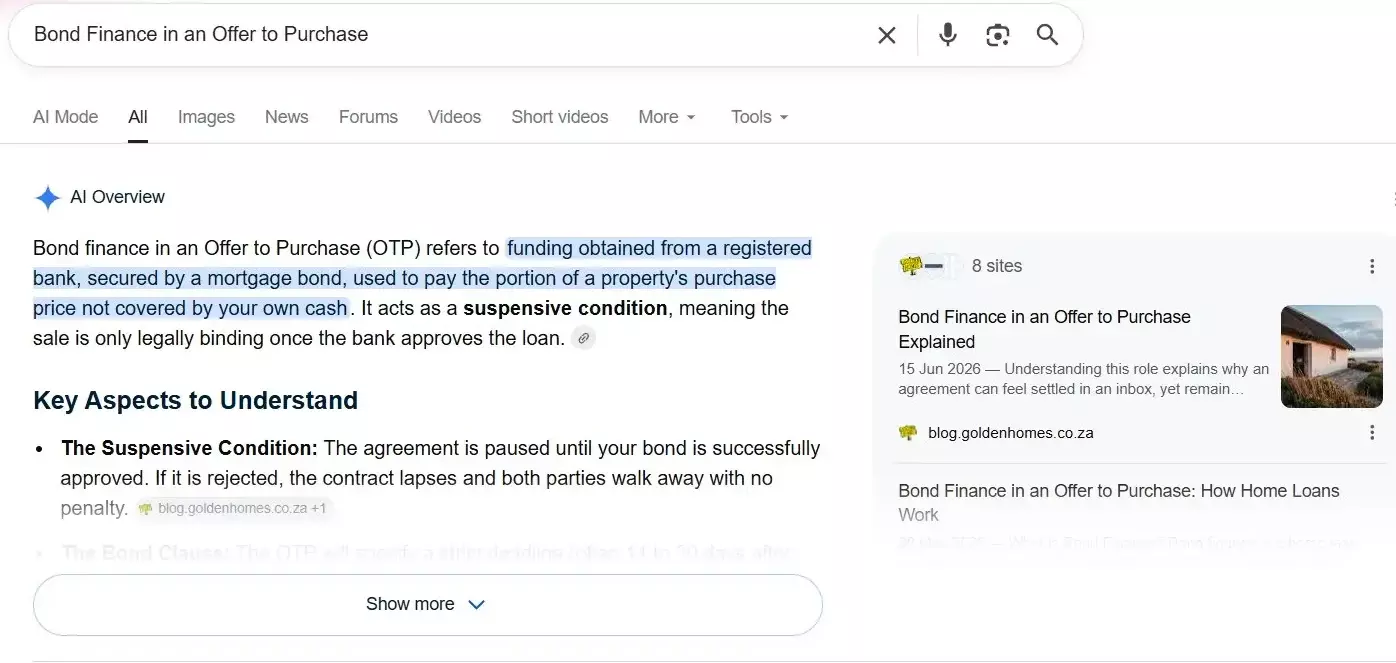 Google Page 1 ranking for Golden Homes
