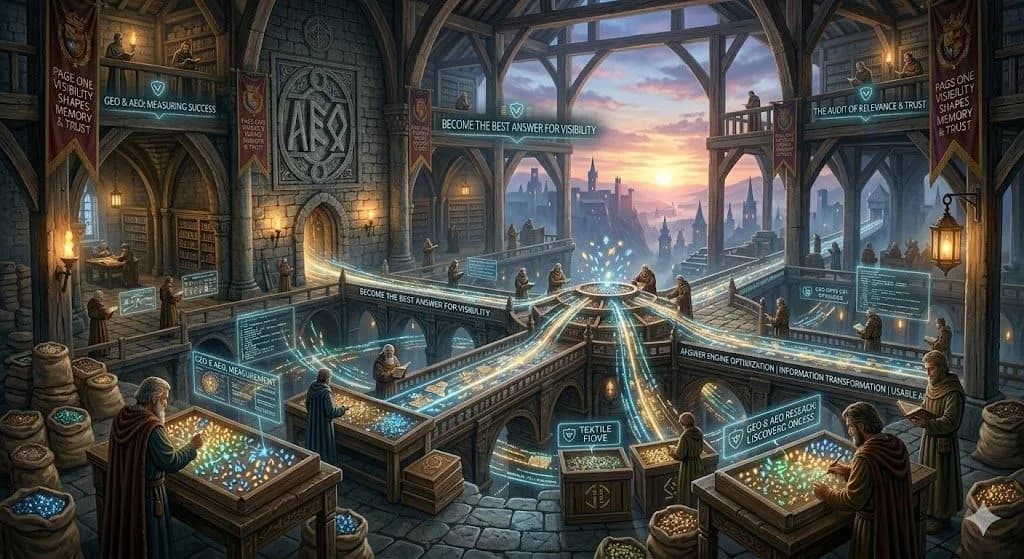 A medieval seed sorting barn selecting the best seeds represents Keyword research as choosing the right terms for the right strategy.